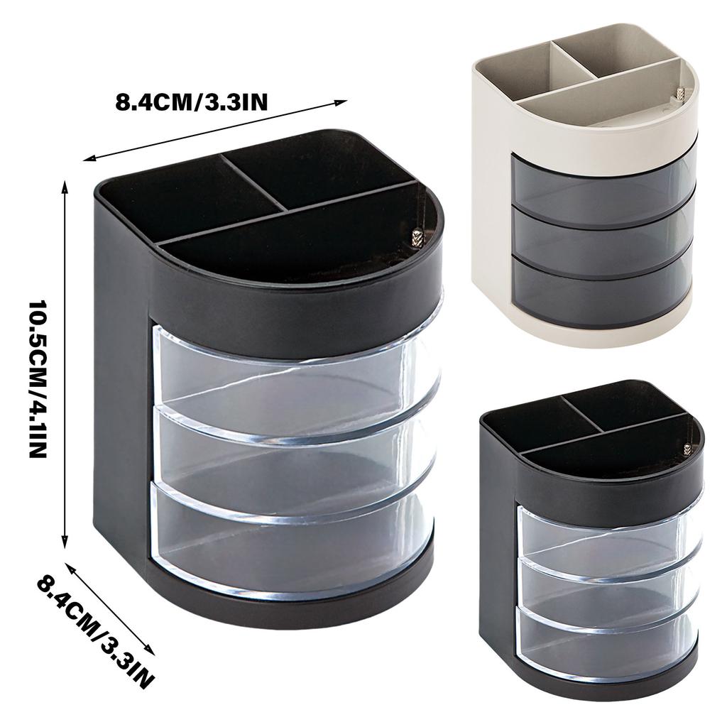Multifunctional Pencil Holder with 3 Rotatable Compartments Desktop Pen Organizers Storage Box Office Desk Organization