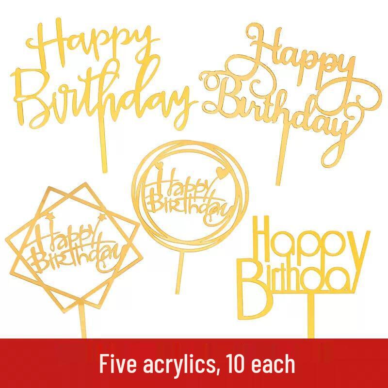 50-Pack Acrylic 'Happy Birthday' Cake Toppers - Popular Party Decorations with Free Shipping