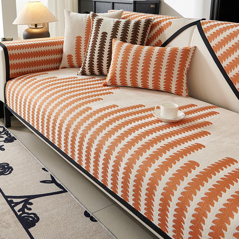 Nordic High-End Chenille Sofa Cushion, Four-Season Universal Seat Cushion, Non-Slip Leather Sofa Cover  New Cover