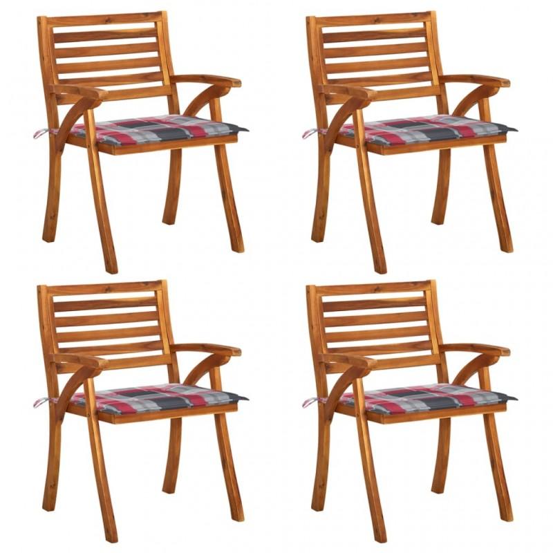 Day and Night - Day and Night Garden Chairs with Cushions 4 Units Solid Acacia Wood