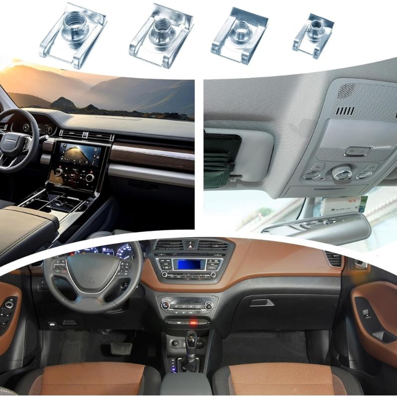 90Pieces Thickened U Shape Metal Nut Set Zinc Alloy Clamping Fasteners with Thread for Vehicle Door Trim Maintenance