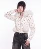 The Green Lab Fur Hood Dot Zip-Up [White]