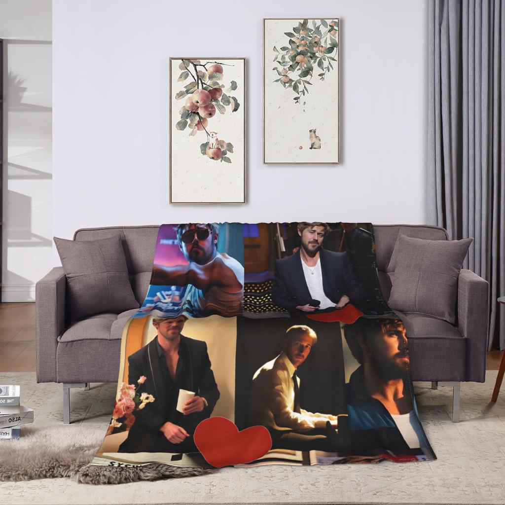 Ryan Gosling Collage Warm Soft Blanket Funny Travel Office Throw Blanket Couch Bed Flannel Bedspread Sofa Bed Cover