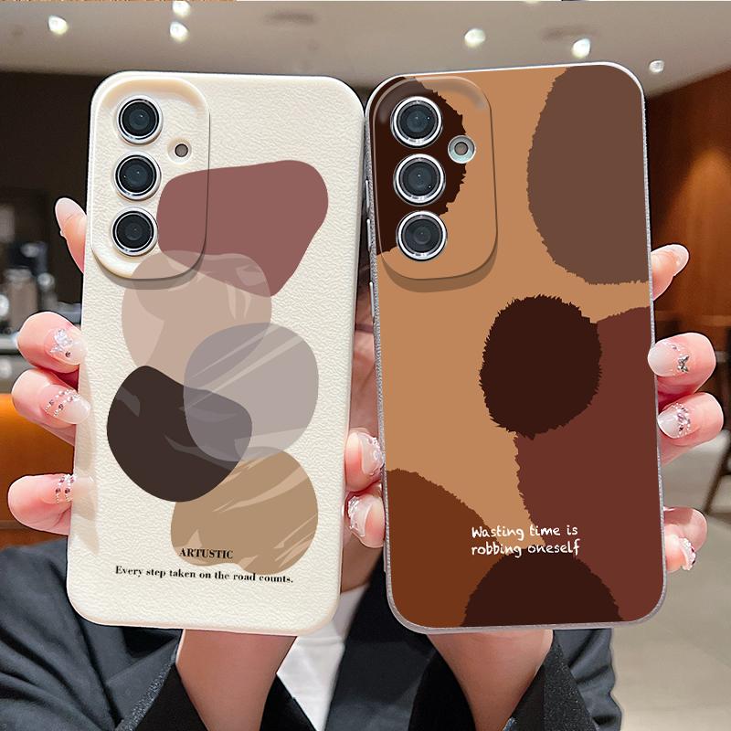 Watercolor Spots Print Case For Samsung A57 A37 A17 A56 A36 A16 A55 A35 A15 A54 5G S21 FE S22 S23 S24 Plus S25 S26 Ultra Leather Texture Cover