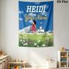 Heidi Alps Cartoon Custom Name Wall Tapestry Aesthetic Wall Hanging Printed Fabric Blanket Decorative Tapestries for Bedroom Living Room Home Decor
