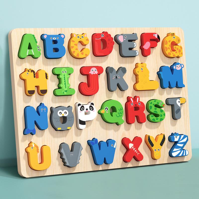 Wooden Cartoon Number And Letter Puzzle Board For Kids Educational Learning Play