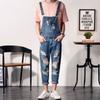 Jeans Men Pánské džínové overaly Pánská korejská verze Hole Jeans Světle modré overaly