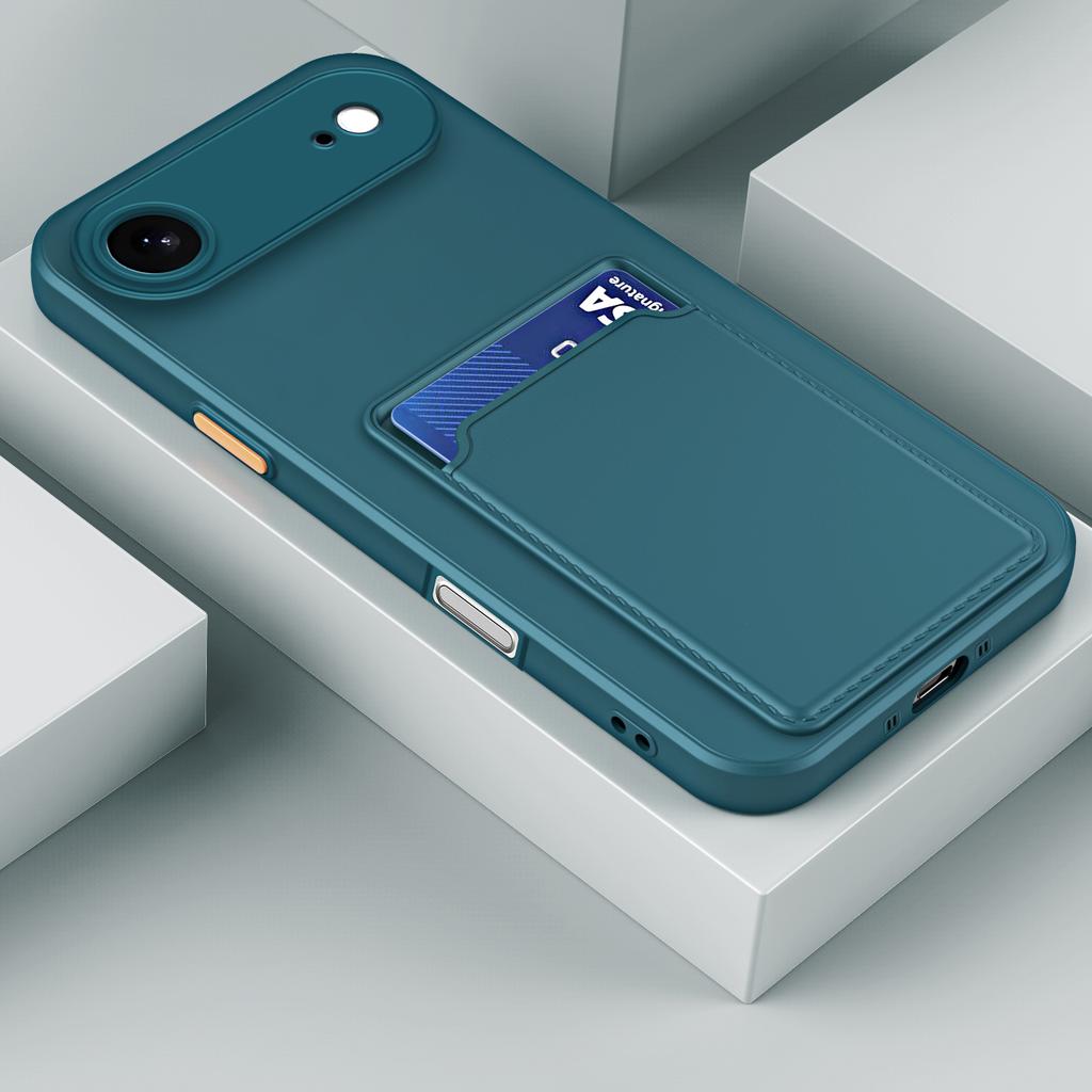 Silicone Wallet Card Slot Armor Case For iPhone 17 Air 16 15 14 13 12 11 Pro Max Plus SE4 16e Mini X XS XR Shockproof Soft Cover
