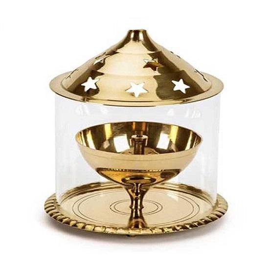 

Indian Traditional Simple Brass Akhand Diya For Home & Temple Pooja CN1042