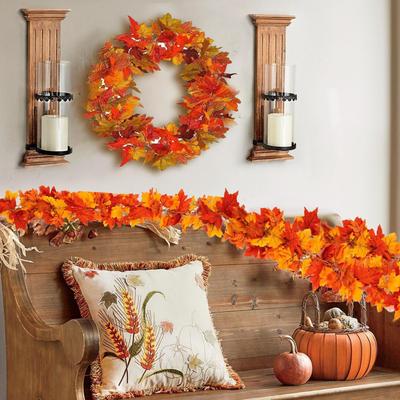 Künstliche Herbstlaub-Girlanden 4 Stück Herbst Herbst Thanksgiving Ahornblätter Rattan Halloween Saisonale Ernte Dekoration