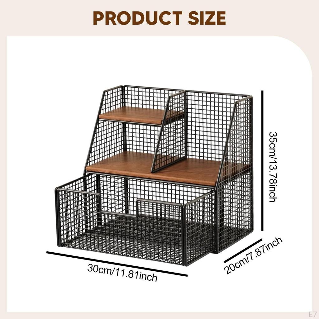 Organizer Station with Compartment Display Stand Storage Holder Rack for Pantry Dorm Cabinet