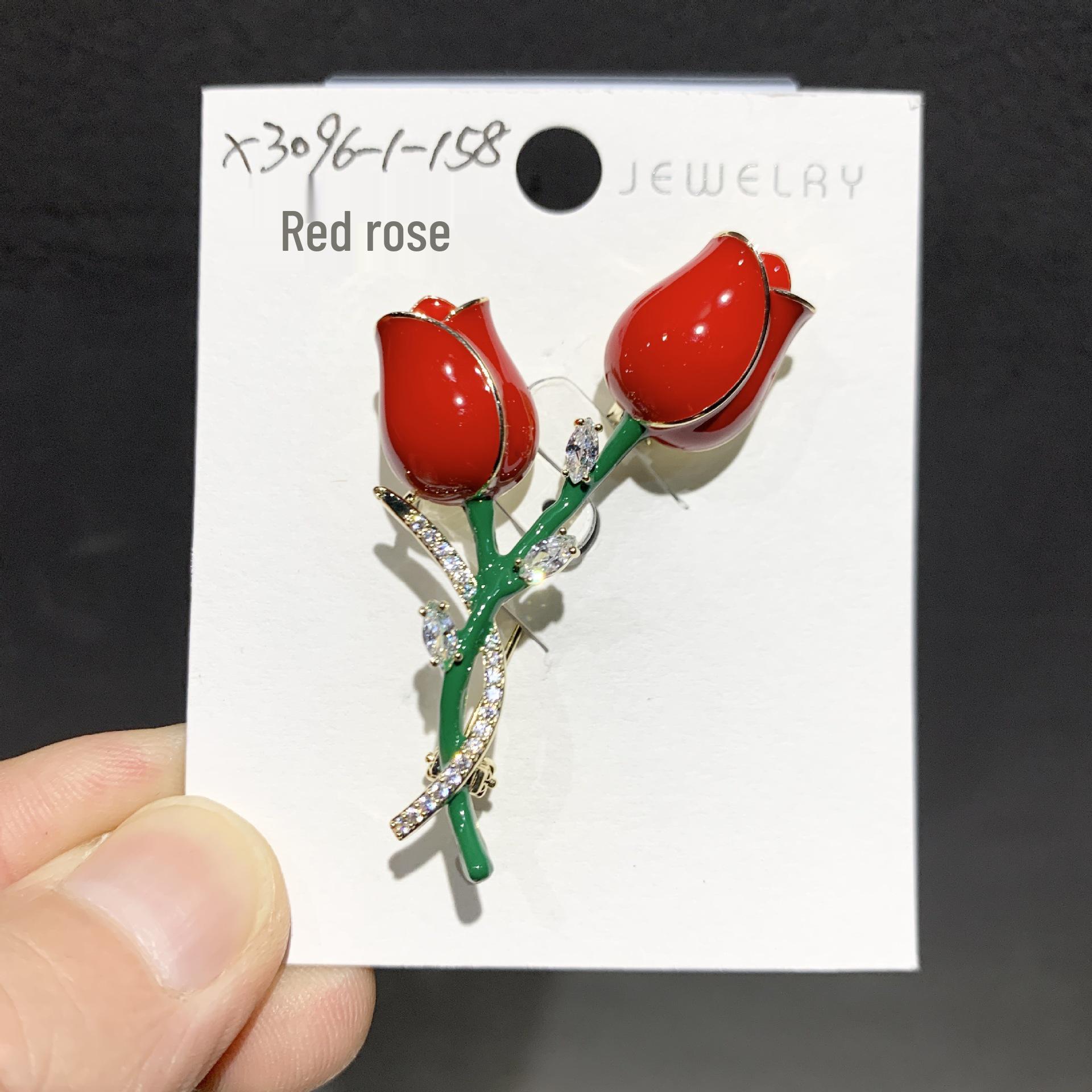 Bo Xin Yun Hand-Painted Enamel Rose Brooch - Neighbor s Courtyard Niche Suit Accessory