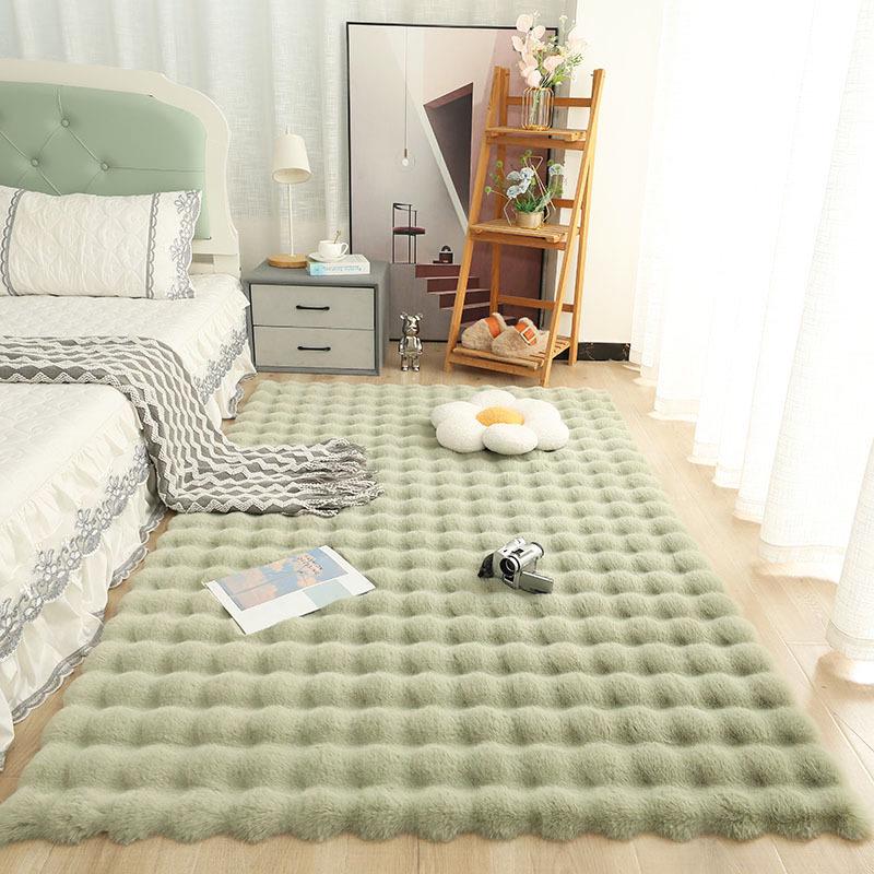 Cream Faux Rabbit Fur Carpet for Living Room, Sofa, Bedroom, or Bedside - Winter Style Rug/Mat