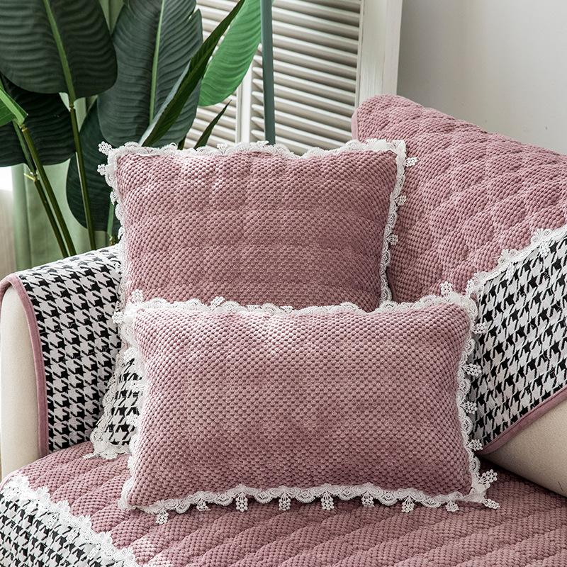 Sofa Cushion Thick Corduroy Non-Slip Cushion Simple Modern Leather Sofa Cover Winter Plush Sofa Slipcover