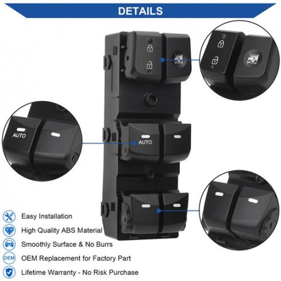 Power Window Switch Control Button For 2014-2016 Hyundai Elantra 93570-3X012 BLK