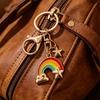 Rainbow Keychain Pendant Lightweight Metal Key Chains Creative Keychain Cloud Star Colorful Keychain with Rotating Lobster