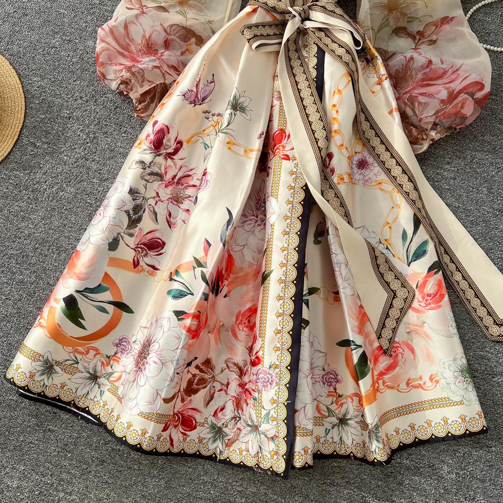 Rochie de seară elegantă vintage cu imprimeu de plasă pentru femei, rochie lungă de petrecere, casual și chic, pentru festival, Franța, nou