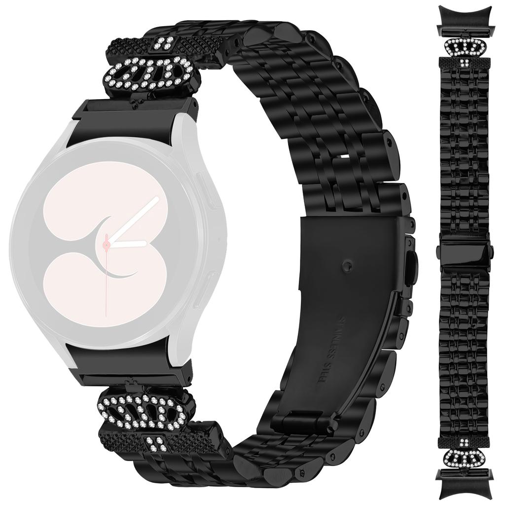 Watch Band with Connector For Samsung Galaxy Watch7 44mm/40mm 7-Bead Rhinestone Crown Stainless Steel Strap