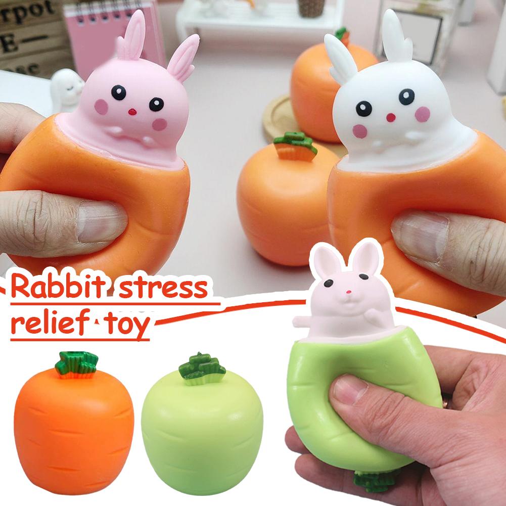Squeezing Carrot Rabbit Squeezing Cup Pocket Small Bunny Carrot Animal Bunny Stress Pinching St R0Z3