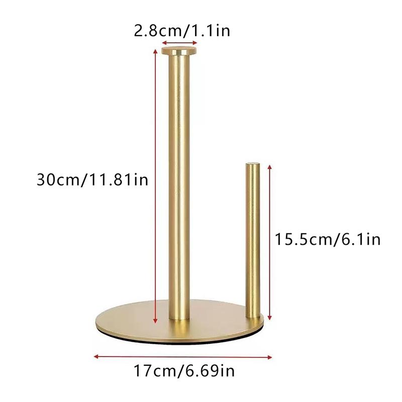 Stainless Steel Kitchen Roll Holder With Weighted Base - Heavy-Duty Countertop Organizer, Space-Saving Design For Paper Towels
