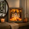 Warm Atmosphere Lights Halloween Lighted Frame Ornaments, Light Up Shadow Box, Cozy Home Lighting LED for Living Room Bedroom Decor Holiday
