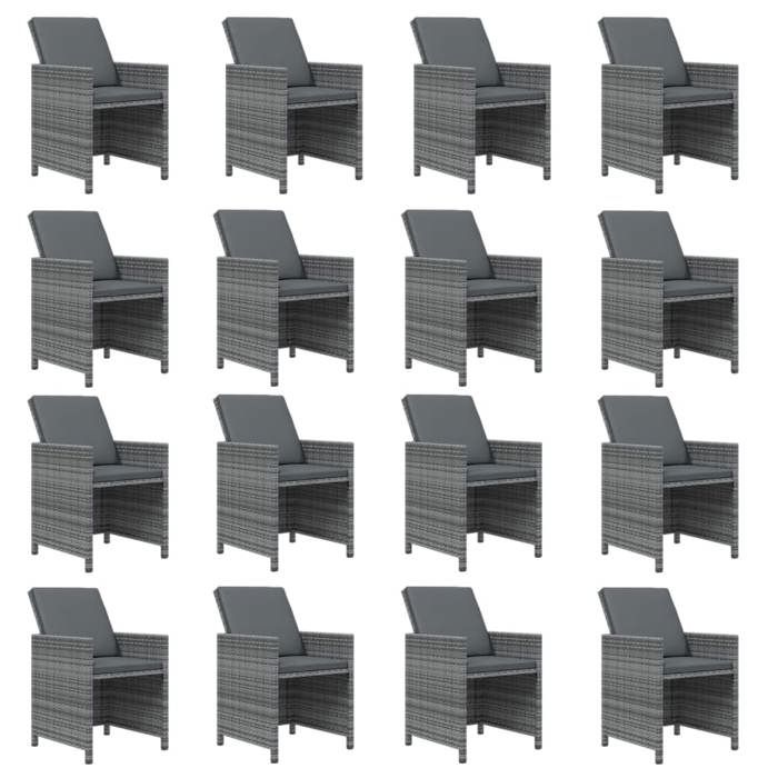 Exclusive House - Garden Dining Set Cushions 17 Pcs Wicker Grey