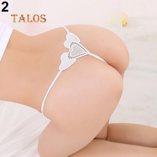 Talos Sexy Lady Love Heart Tanga Strappy G-String Krajka Duté kalhotky prozírají spodní prádlo
