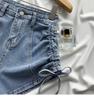 Pantaloncini di jeans alla moda versatili con coulisse da donna estivi a sezione sottile a vita alta elastici con bretelle sottili a forma di A a gamba larga super corti sub