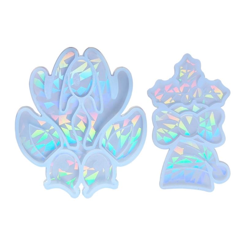 

2Pcs Holographic Elk Christmas Hat Ornament Silicone Mold Epoxy Jewelry Mold Resin Pendant Mold Suitable for Diy Crafts чистий