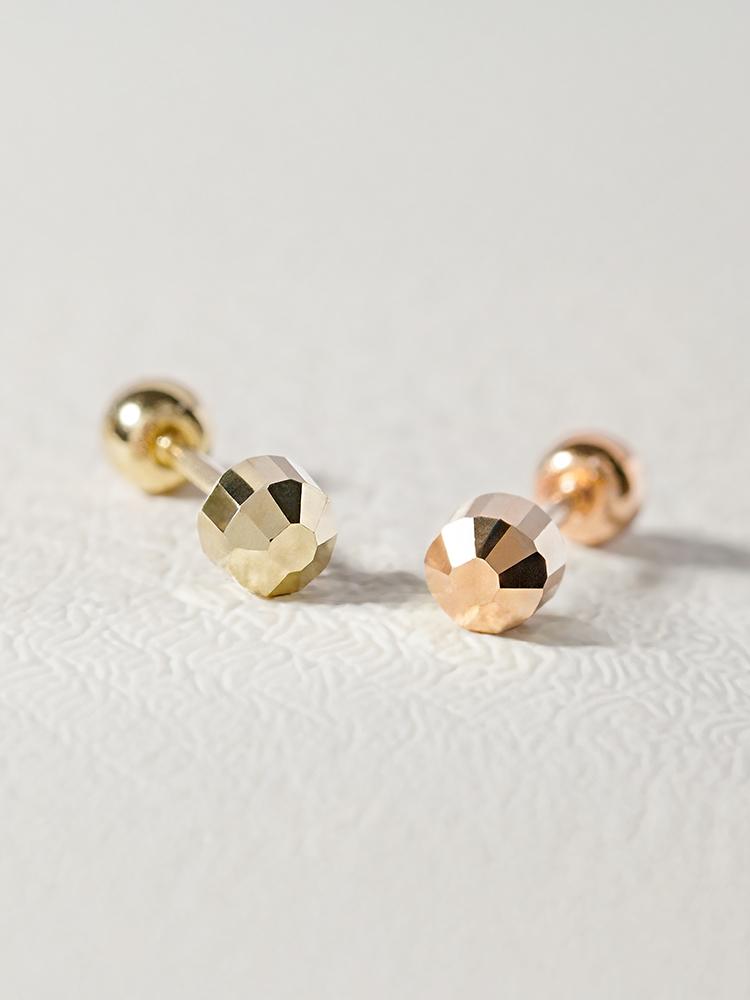 Minimalpiercing 14K Shining Round Cut Piercing Earrings