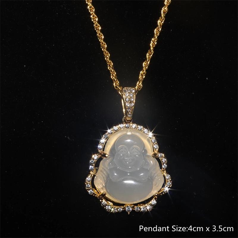 Pink White Buddha Necklace for Women Exquisite Chinese Style Maitreya Buddah Necklace Pendant Female Gifts