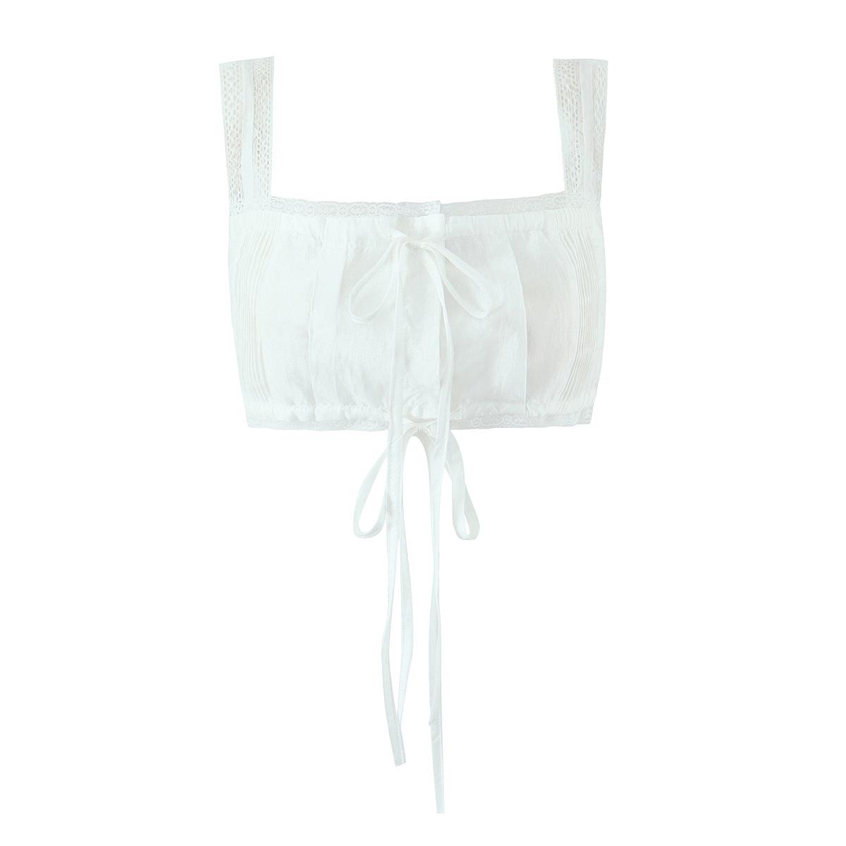 2026 Новый пикантный женский комплект: топ-камисоль с французской кружевной отделкой и шорты А-силуэта с высокой талией Medium