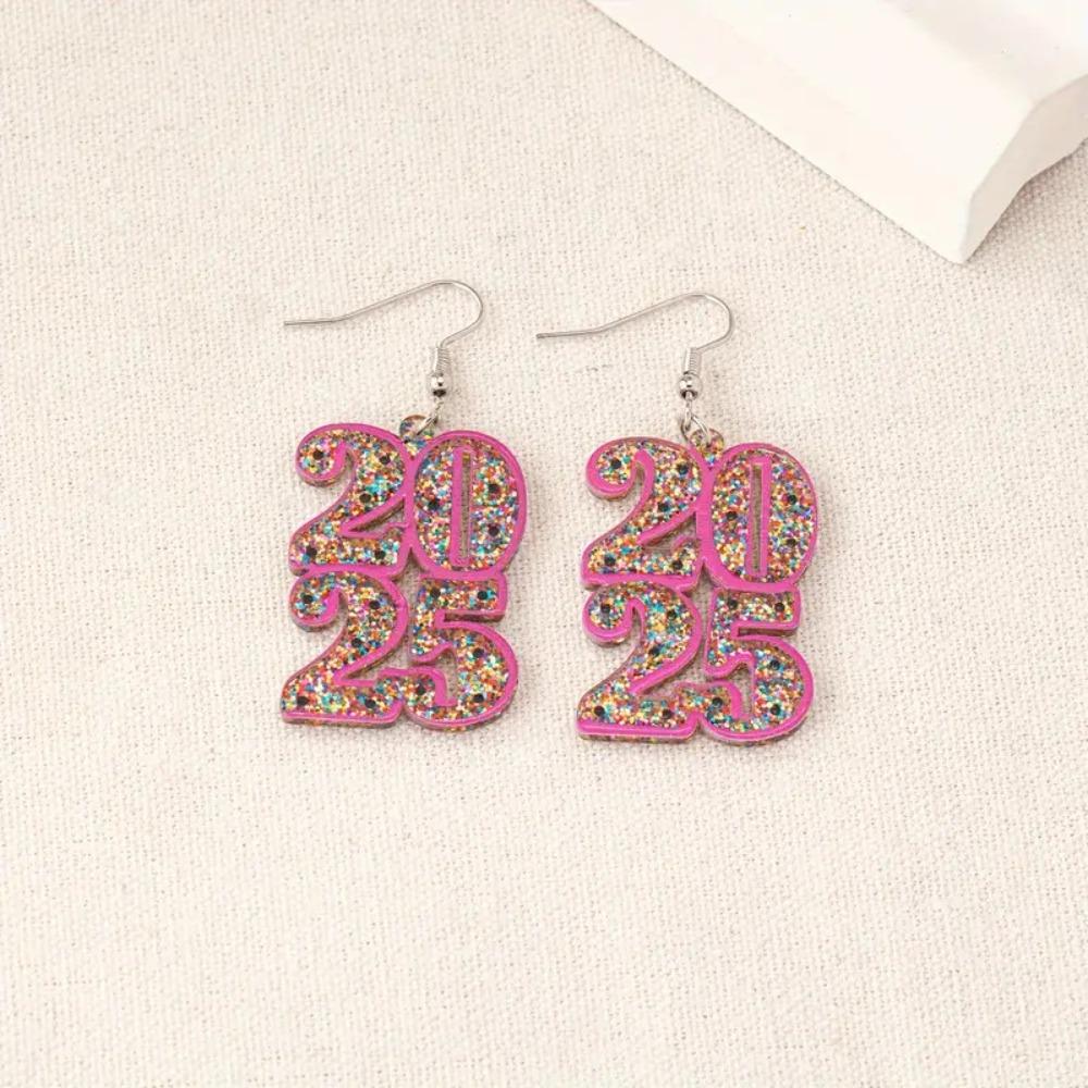 2025 Number Number 2025 Dangle Earrings Snake Letter Number Figure Earring  Christmas
