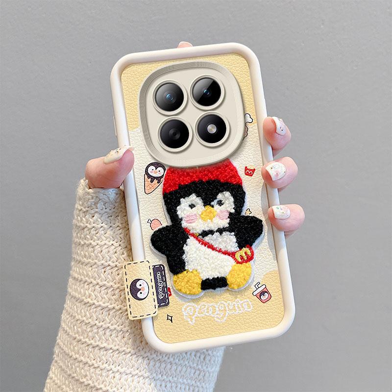 KEYSION Cartoon Cute Plush Embroidery Case for Redmi Note 15 Pro 5G 15 4G with Lanyard Silicone Shockproof Phone Cover for Xiaomi POCO M8 5G