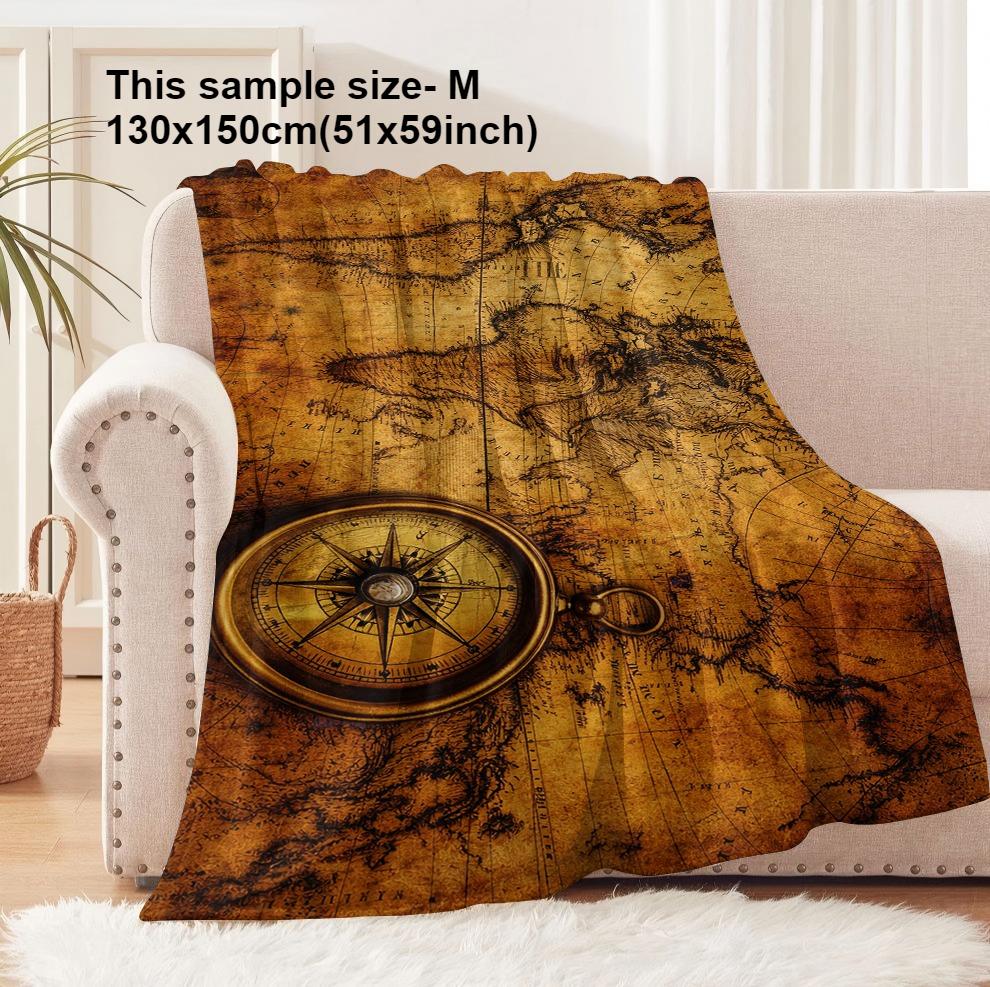 PC Blanket Vintage Map  Antique treasure map Flannel Thin blankets for Home Office Funny gifts Perfect gifts four season use