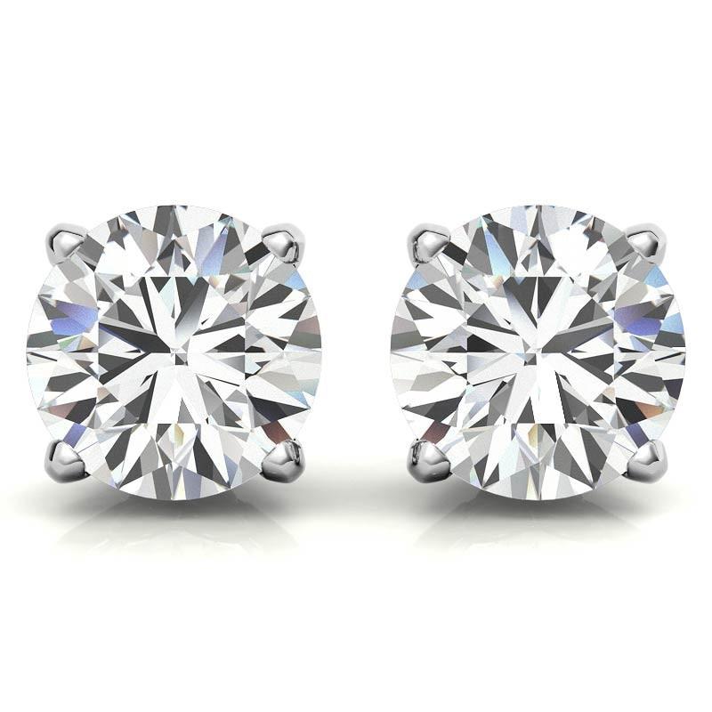 Color Real 2 Carat Women 8Mm Moissanite Four Claws Stud Earrings Sparkling Wedding Occasion Party Event Bridal Fine