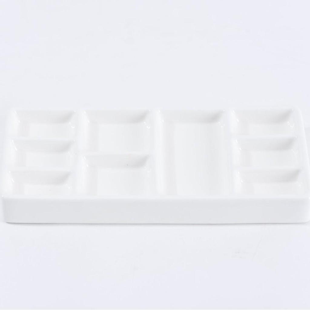 Multi-Compartment Ceramic Palette: Divided Plate for Seasoning, Dipping, or Painting with Four and Eight Grids