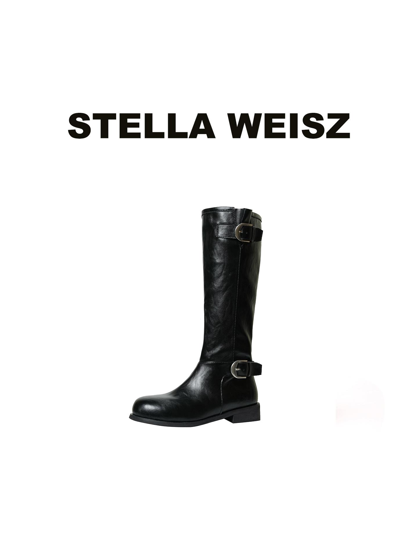 

The same style as the blue cabinet~ inner height increase fashionable buckle with round head splicing thick heel knight boots long boots women s pil 40 чёрный