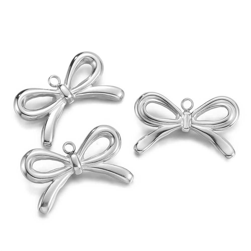2pcs/Lot Multiple Styles Stainless Steel Bow Shape Charm Pendants for Earrings Necklace Pendant DIY Jewelry Making Accessories