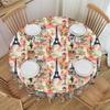 Round France Paris Eiffel Tower  Table Cloth Waterproof Tablecloth 60 Inches Table Cover for Kitchen Dinning