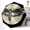 "Moonlit Moth: Mystical Nighttime Insect Art Print" Umbrella, Cute Umbrella with Cute Design, Portable 3-Fold Compact Umbrella for Men & Women, Valent