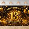Party Decorations for a 13th Birthday, Official Backdrop for a Teenager, Black and Purple Balloon Background, Photo Banner For...4516