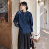 Women's 2025 Spring Retro Puff Sleeve Denim Shirt – Stylish, Unique, and Trendy Short Top