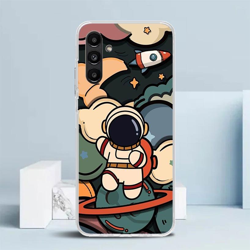 Cartoon Planet Astronaut Star Rocket Phone Case For Samsung Galaxy A17 A37 A57 A16 A15 A14 A13 A56 A55 A54 A53 A36 A35 A34 A33 A