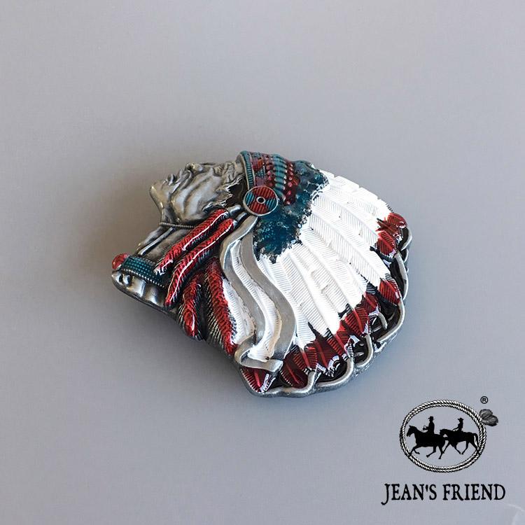 [Jean's Friend] Classic Indian Series Belt Buckle "Indian Chief Profile"