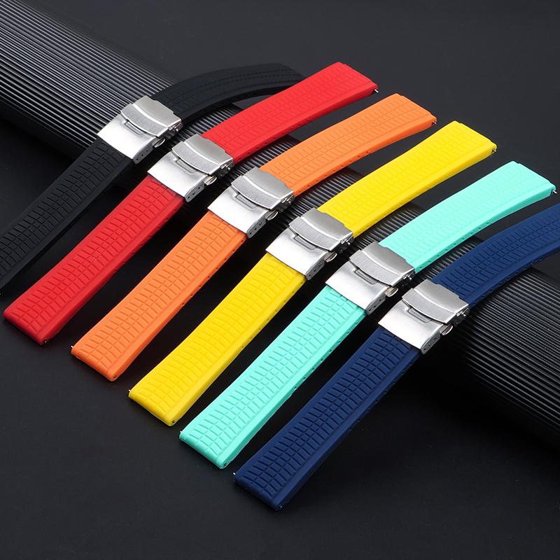 20mm 22mm 24mm Universal Soft Silicone Rubber Strap for Seiko Men Waterproof Watch Band Quick Release Bracelet for Rolex Bands
