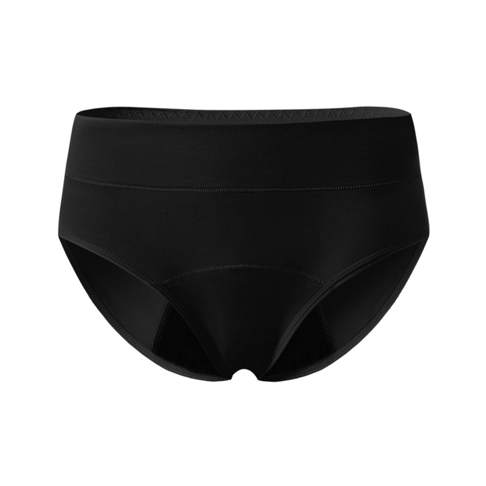 Women s Panties Breathable Leak- Mid- Waist for Menstrual Comfort L чёрный