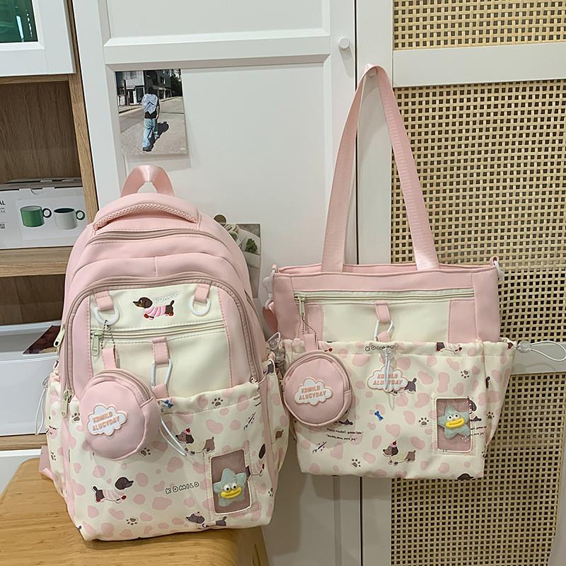Leopard Print Backpack For Girls With Nylon And Pouch For School Use