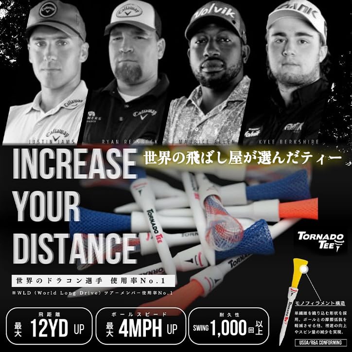 TORNADO TEE Authentic Hanshin Tigers Model Tornado Tees of Golf Dragon Increased Reduced Reduced Compliant (Set 4) Tees, Design, Distance, Friction,