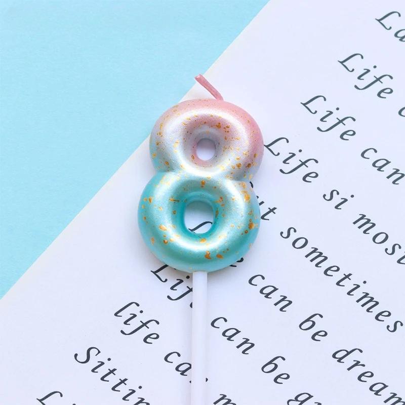 Happy Birthday Cake Decorated Interstellar Digital Colorful Candle Children's Delicate Candy Color 0-9 Number Candle Party Decor